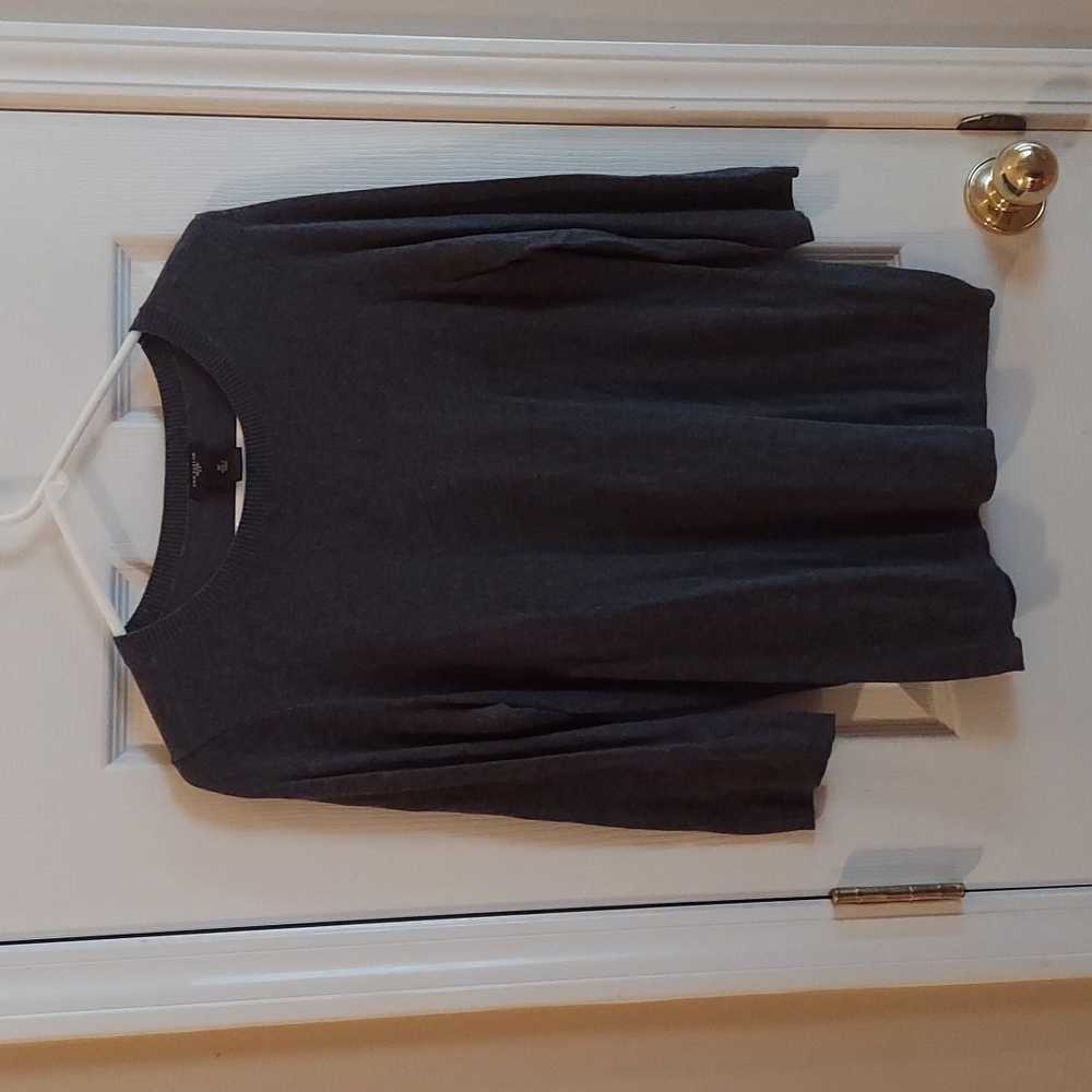ANN TAYLOR RAYON/COTTON CHARCOAL GREY 3/4 Sleeve Sweater Petite Medium EUC